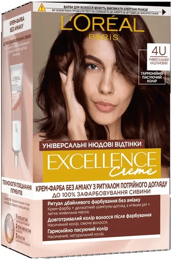 Фарба для волосся L'Oréal Paris Excellence Crème (відтінок 4U) Універсальний каштановий
