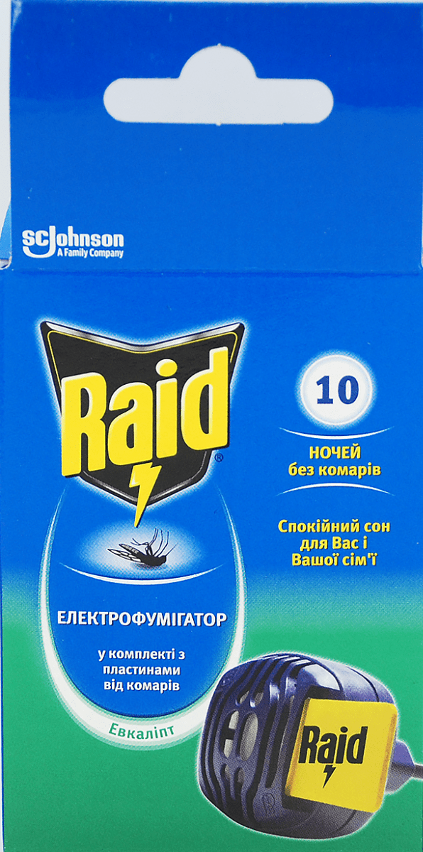 Фумигатор RAID с пластинами Эвкалипт 30 ночей