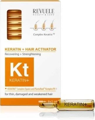 Активатор для росту волосся Revuele Keratin+ в ампулах 8 х 5 мл