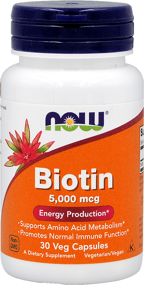 Добавка дієтична NOW Біотин 5000мкг у капсулах, 30 шт