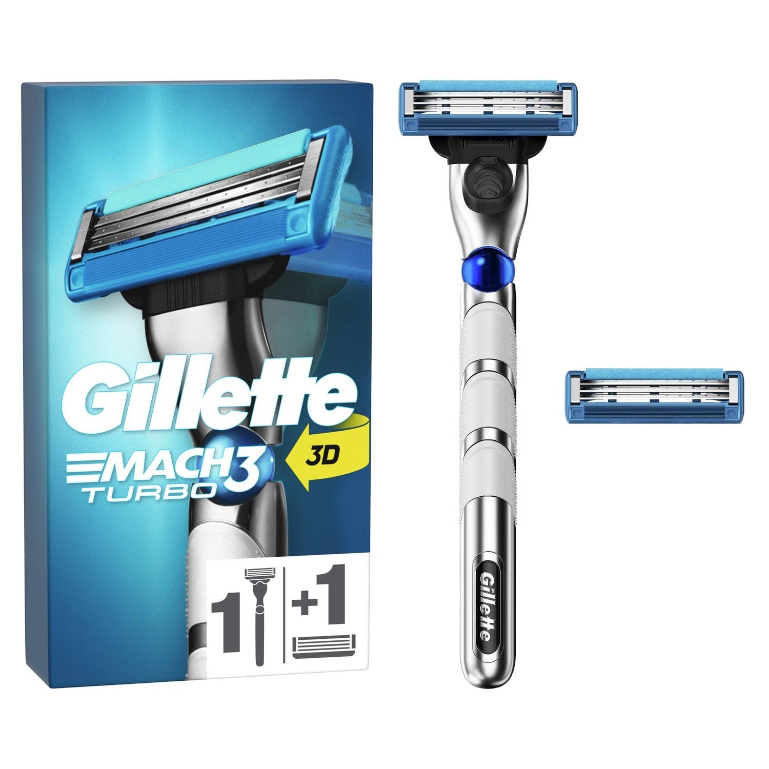 Станок для бритья Gillette Mach3 Turbo 3D c 2 cменными касетами.