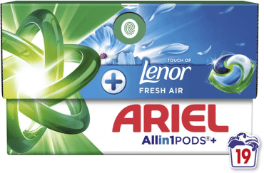 Капсулы для стирки Ariel Все-в-1 прикосновение свежего воздуха Lenor 19 шт. фото 1