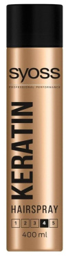 Лак для волосся SYOSS Keratin фіксація 4, 400 мл