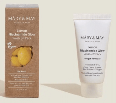 Глиняна маска Mary & May Lemon Niacinamide Glow Wash off Pack для сяйва шкіри 30 г фото 1