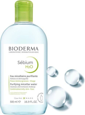 Мицеллярная вода Bioderma Sebium H2O для проблемной и комбинированной кожи лица 500 мл фото 1
