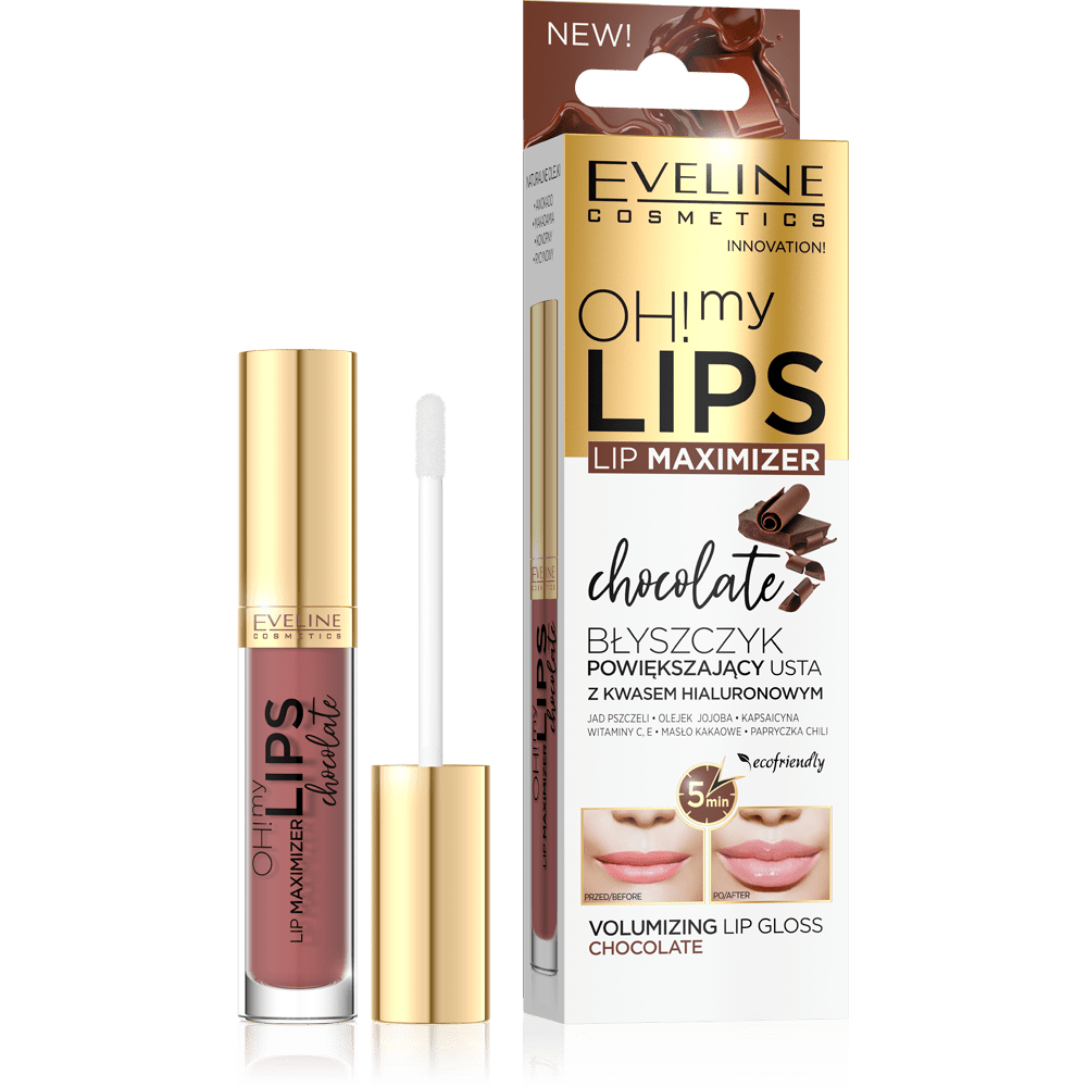 Блиск для збільшення об'єму губ CHOCOLATE Eveline Cosmetics серії OH! MY LIPS LIP MAXIMIZER, 4,5 мл