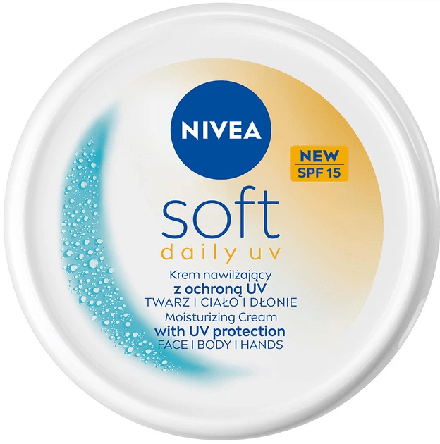 Крем NIVEA Soft для обличчя рук та тіла щоденний зволожувальний з SPF 15, 100 мл