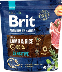 Brit Premium корм сухой для взрослых собак с чувствительным пищеварением с мясом ягненка, 1 кг