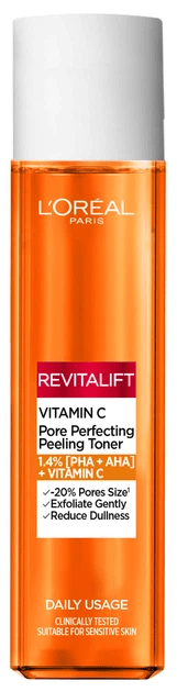 Пілінг-тонік для обличчя L'Oreal Bright Reveal для очищення та звуження пор з вітаміном С 180 мл