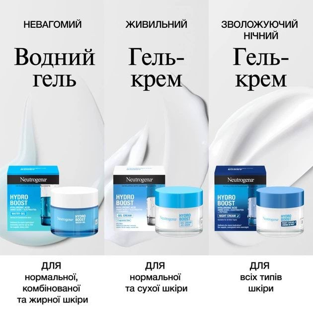 Гель для обличчя Neutrogena Hydro Boost зволожуючий для нормальної та комбінованої шкіри 50 мл фото 3