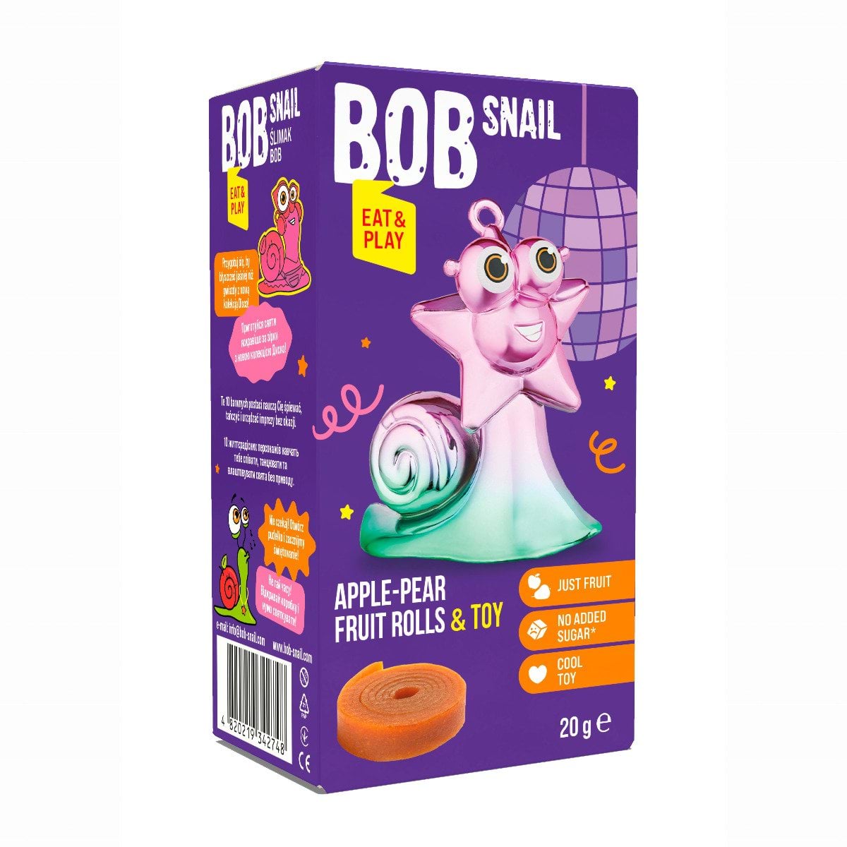 BOB SNAIL Набір Натуральні яблуко+груша цукерки та іграшка, 20г