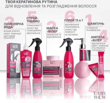 Филлер для волос LADY WOW Keratin ampoule с кератином 100 мл фото 7