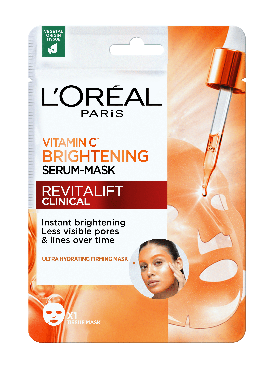 Тканевая маска для лица для сияния кожи с витамином C L`Oreal Revitalift Clinical, 26 г