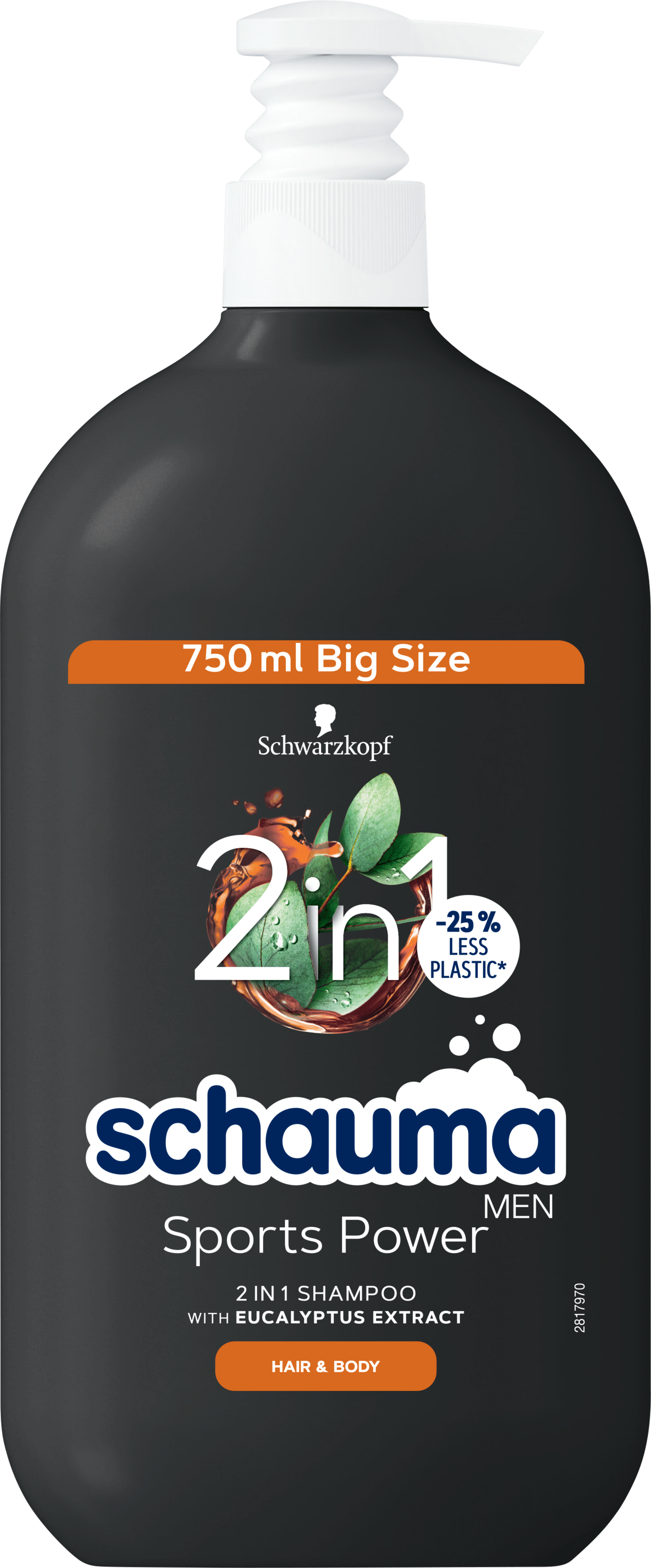 Шампунь SCHAUMA Men для мужчин Sports Power 2-в-1 с экстрактом эвкалипта для волос и тела 400 мл