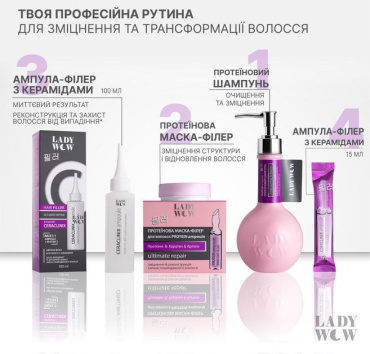 Маска-филлер для волос LADY WOW Protein Ampoule протеиновая 480 мл фото 6