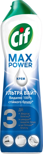 Крем для чищення Cif Power max 3 в 1 Ультра вайт 500 мл