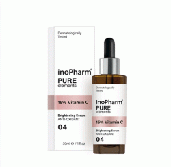 InoPharm пилинг-сыворотка для лица осветляющий антивозрастной эффект Vitamin C 15%, 30мл