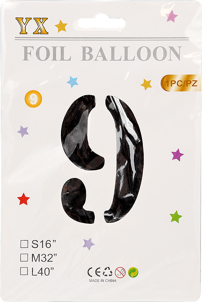 SKY Шар-цифра фольгированный №9, 1 шт