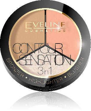 Палитра для макияжа лица Eveline 3в1 Contour Sensation № 02-PEACH BEIGE, 13.5 г фото 1