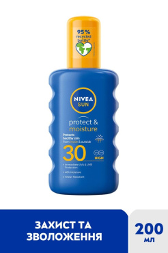 Nivea Sun спрей сонцезахисний Захист та зволоження SPF30, 200 мл фото 2