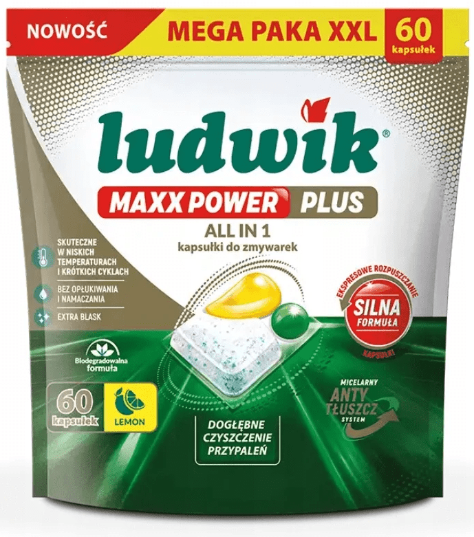 Капсули для посудомийних машин Ludwik All in 1 Maxx power Лимон 60 шт.