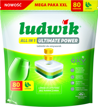 Таблетки для посудомоечной машины Ludwik All in 1 Ultimate power Лимон 80 шт.