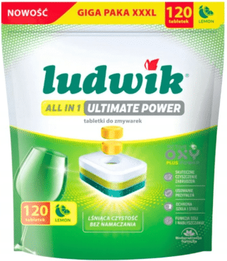 Таблетки для посудомийної машини Ludwik All in 1 Ultimate power Лимон 120 шт.