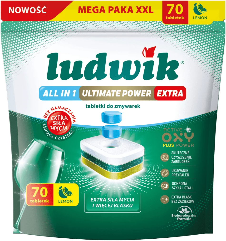 Таблетки для посудомийної машини Ludwik All in 1 Extra м’ята 70 шт.