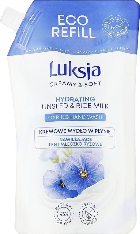 Крем-мыло Luksja Linen & Rice Milk Soap жидкое с экстрактом льна и рисовым молочком 400 мл