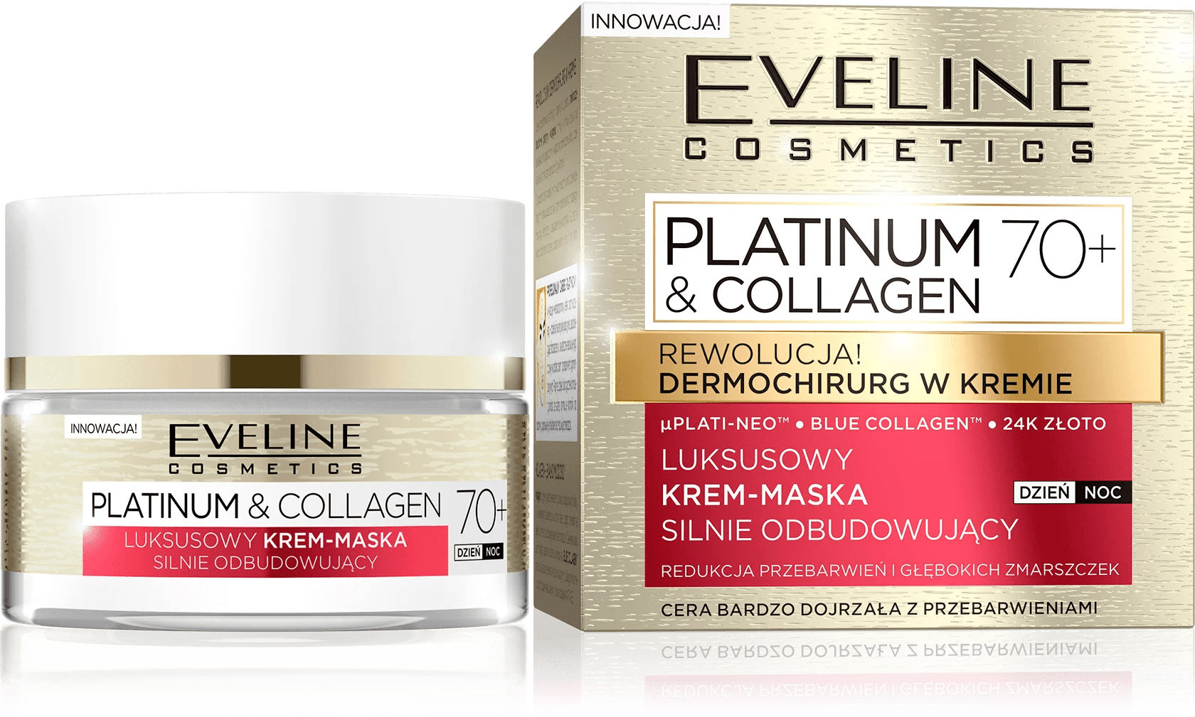 Крем-маска для лица Eveline Platinum & Collagen для осветления пигментных пятен 50 мл