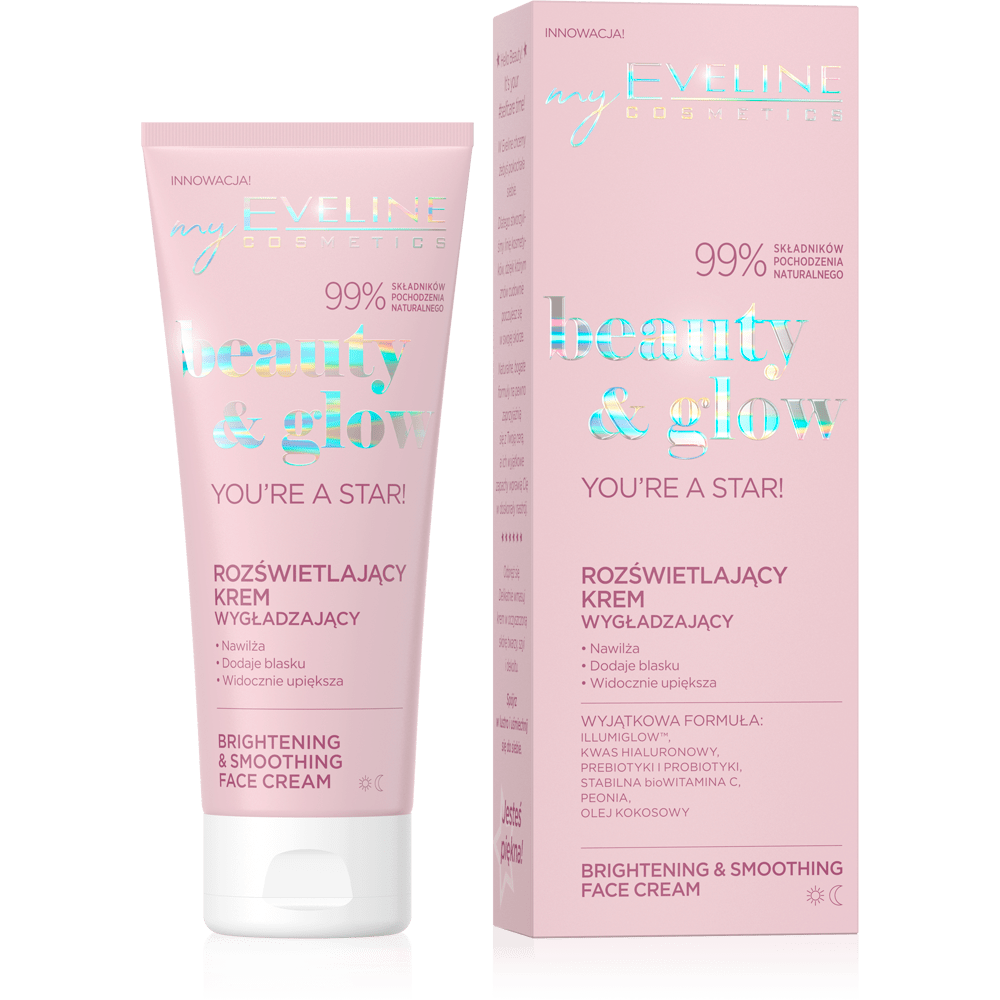 Крем для лица Eveline Beauty & Glow разглаживающий  с эффектом сияния, 75 мл