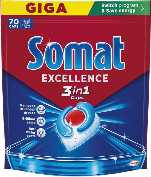 Капсули для посудомийної машини Somat Excellence 3-in-1, 70 шт.