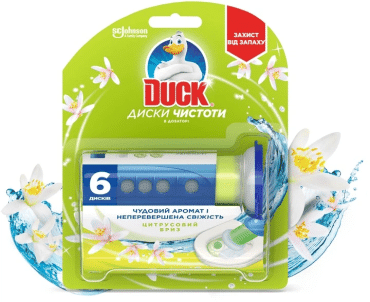 Диски чистоты для унитаза Duck цитрусовый бриз (в дозаторе) 6 шт.
