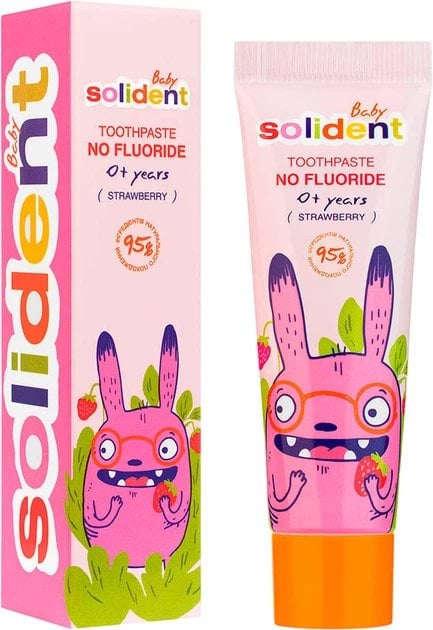 Зубная паста детская Solident Baby 0+ лет без фтора клубника 30 мл