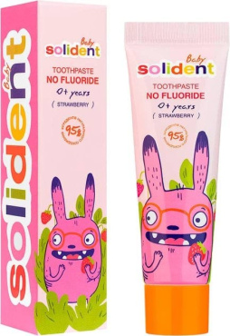 Зубная паста детская Solident Baby 0+ лет без фтора клубника 30 мл