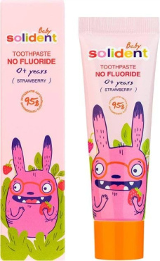 Зубная паста детская Solident Baby 0+ лет без фтора клубника 30 мл фото 1