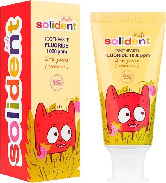 Зубна паста дитяча Solident Kids 2-6 років з фтором малина 50 мл