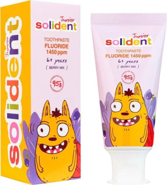 Зубная паста детская Solident Junior 6+ лет с фтором ягодный микс 50 мл