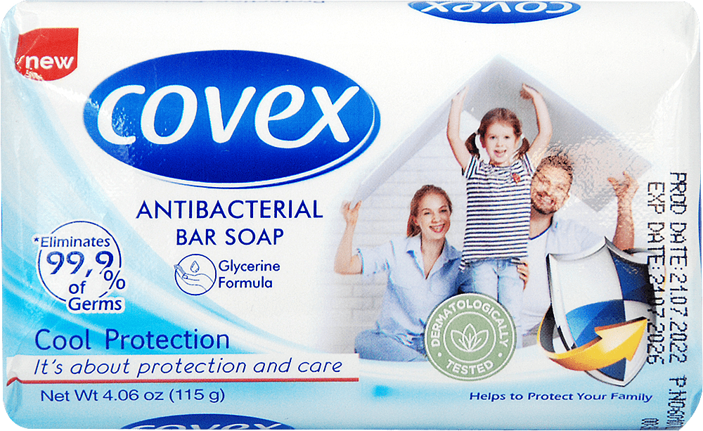Мыло жесткое антибактериальное Covex Cool Protection, 115 г