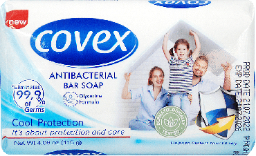 Мыло жесткое антибактериальное Covex Cool Protection, 115 г