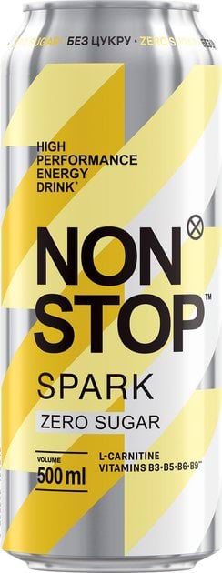 Напій енергетичний Non Stop Spark сильногазований без цукру 500 мл