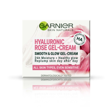 Гиалуроновый Гель крем Garnier Skin Naturals с розовой водой, увлажняющее средство для всех типов кожи лица, 50 мл