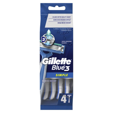 Одноразовые мужские бритвы Gillette Blue Simple 3, 4 шт фото 1
