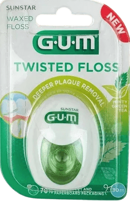 Зубна нитка GUM deep clean twisted floss м'ятна вощена 30 м