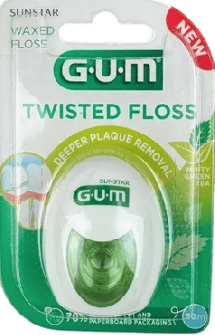 Зубна нитка GUM deep clean twisted floss м'ятна вощена 30 м