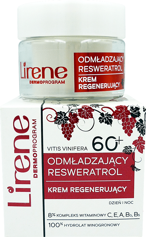 Омолаживающий крем для лица регенерирующий день/ночь Lirene Vitas Vinifera 60+, 50 мл