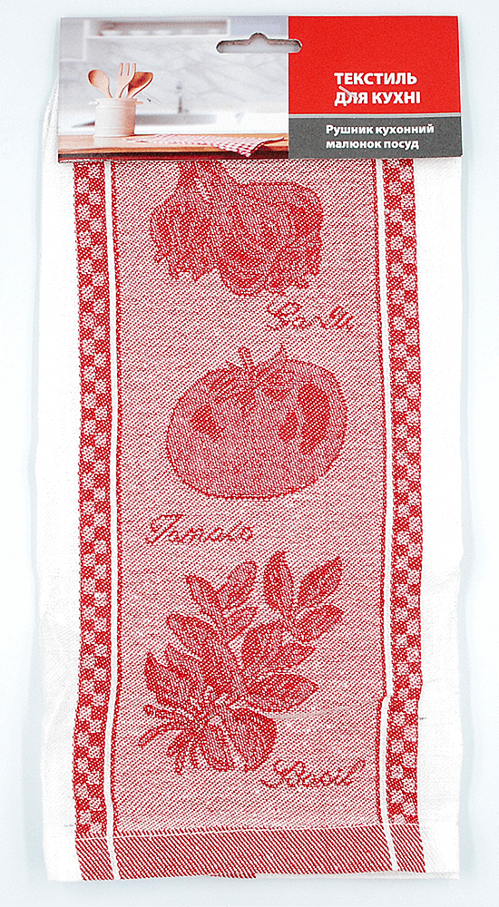 Полотенце кухонный рисунок посуда, 38*62 см