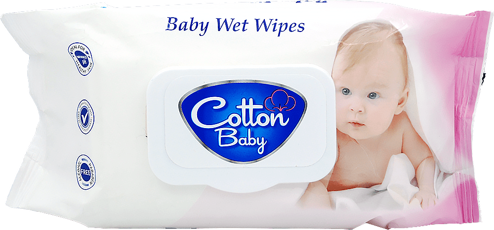 Cotton BABY детские влажные салфетки с клапаном, 90шт