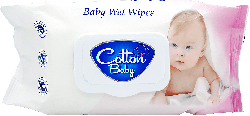 Cotton BABY дитячі вологі серветки з клапаном, 90шт