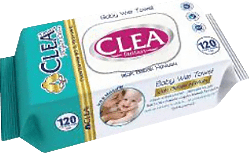 Clea BABY дитячі вологі серветки з клапаном, 120шт